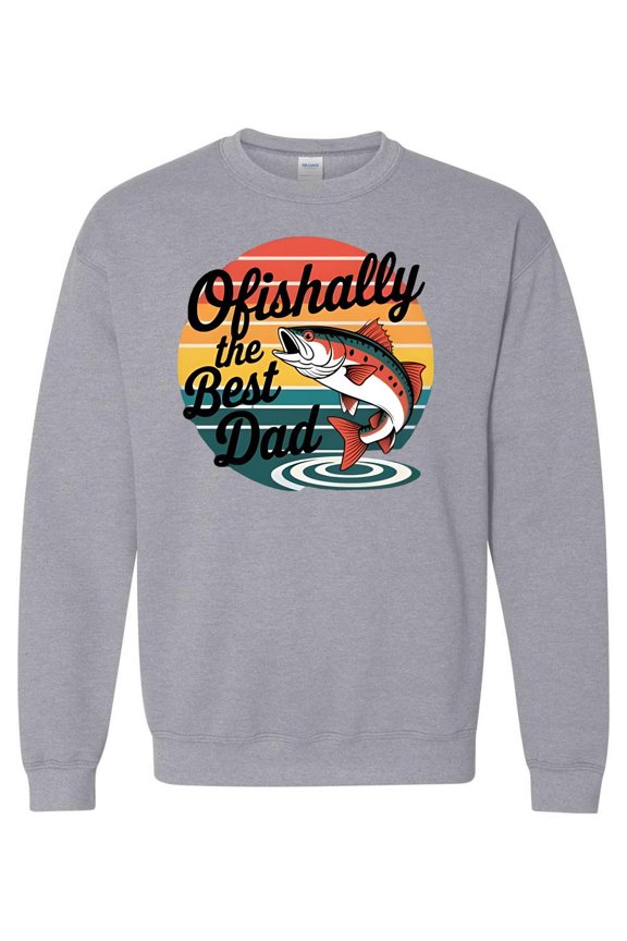 Ofishally The Best Dad Retro Funny Fishing Father Gift Sweatshirt