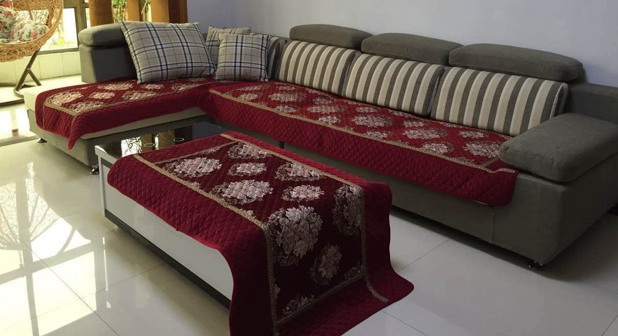 Ofit® High Quality Chenille Quilted Sectional Sofa LoveseatThrow