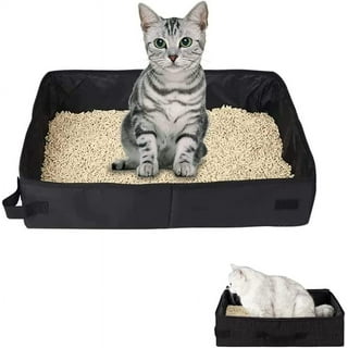 MUYG Collapsible Cat Litter Box,Open Top Cats Litter Pan with Scoop  Foldable Shallow Kitten Potty Toilet Waterproof Cat Travel Litterbox