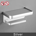 thumbnail image 1 of Ofocase Toilet Paper Holder with Shelf, Tissue Roll Holder Adhesive or Screw Wall Mounted Phone Holder-Silver, 1 of 5