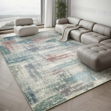 Ofoor Area Rugs for Living Room 8'x10' Washable Rugs,Large Area Rug Modern Geometric Neutral Carpet and Ultra-thin,Anti-slip,Soft Indoor Area Rugs for Home Decor,Green