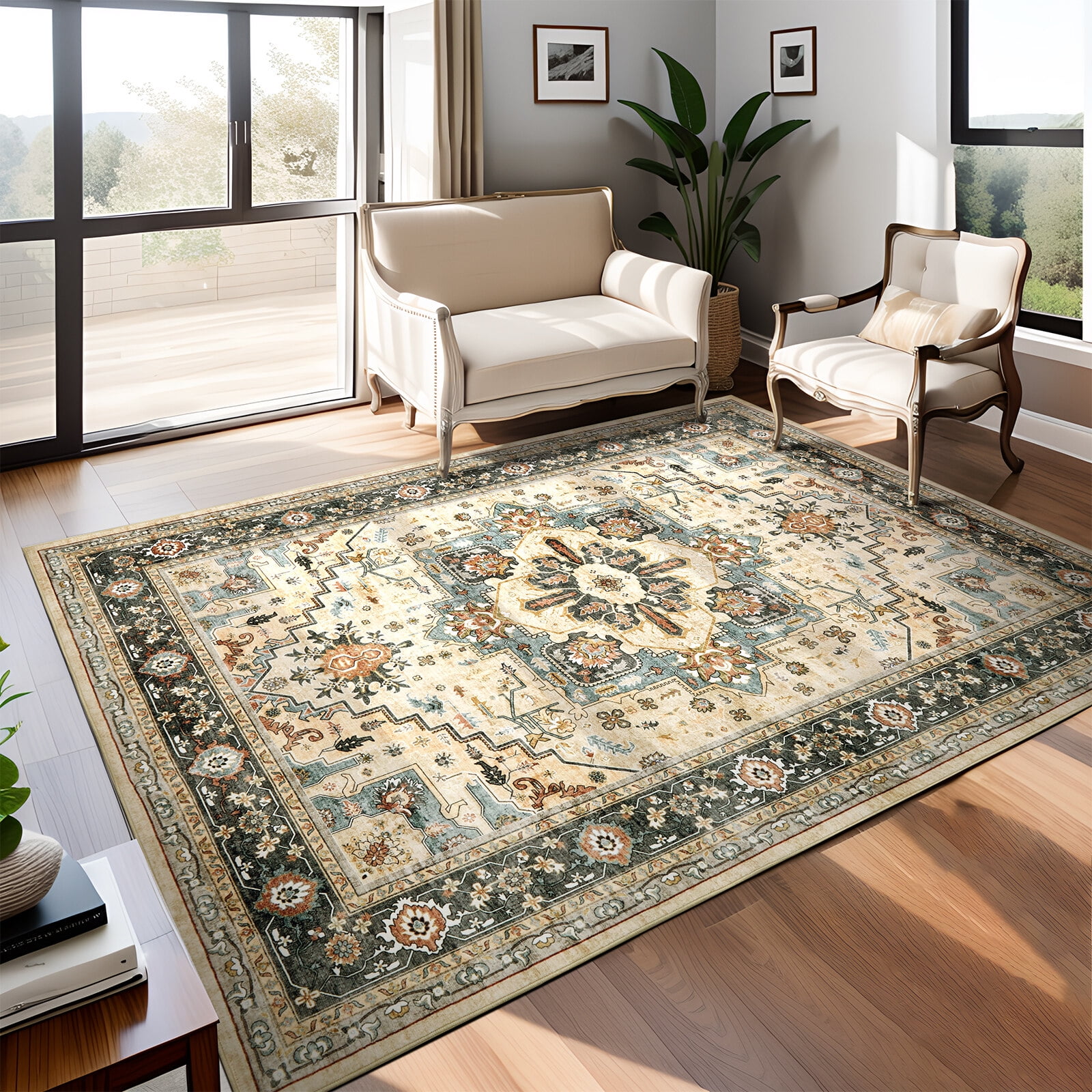 Ofoor Area Rugs for Living Room 6'x9' Washable Rugs Retro Large Area ...