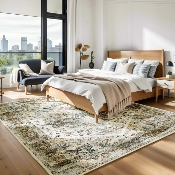 Ofoor Area Rugs for Living Room 9'x12' Washable Rugs Retro Large Area Rug Modern for Home Decor Foldable Nonslip Bedroom Carpet