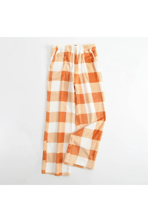Basic Womens Fashion Printing Winter Causal Outing Soft Flannel Cotton Brush Long Pants