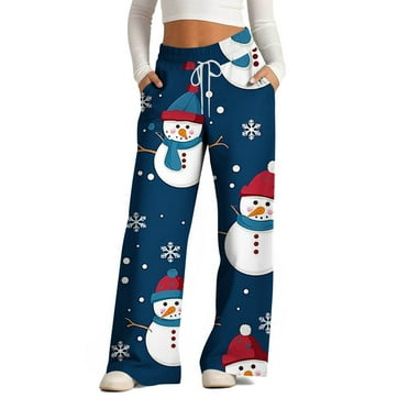 Ofreoo Casual Pants for Women Fashion Printed Loose Drawstring Wide Leg Pants