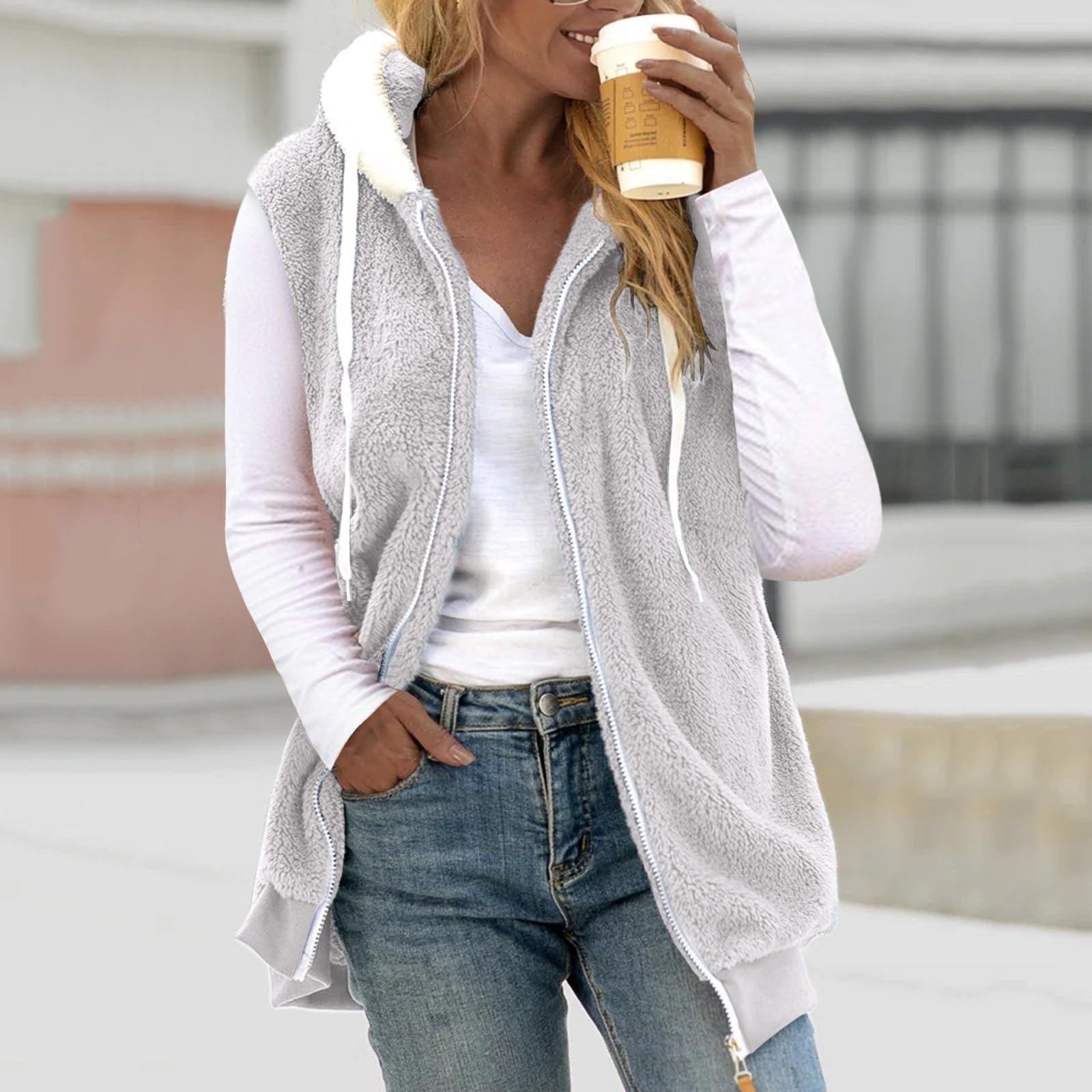 Yihaojia Women's Plus Size Polar Fleece Vest - Sleeveless, Full Zip, Cropped, Soft & Warm