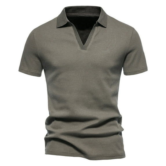 Ofreoo Fashion Men's Casual Slim Turndown Collar Solid Color Short Sleeve T Shirt Tops Blouse Men’s Classic Fit Shirt