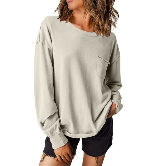 Ofreoo Fashion Women's Printed Casual Long Sleeve Ladies Loose Hoodless Sweatshirts Tops Blouse Casual Blouses for Women Deal of the Week