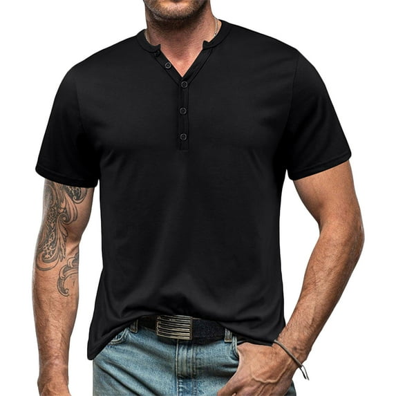 Ofreoo Men Casual Fashion Solid Round Neck Pullover T-Shirt Short Sleeve Tops Men’s Classic Fit Shirt