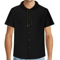 thumbnail image 1 of Ofreoo Men Casual Hollow Out Solid Color Short Sleeve Hooded Blouse Men’s Classic Fit Shirt, 1 of 5