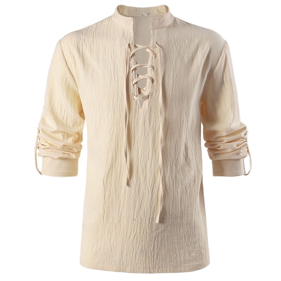 Ofreoo Men Casual Solid Stand Collar Long Sleeve Pullover T-Shirt Blouse Tops Comfort Colors Sweatshirts Family Gifts