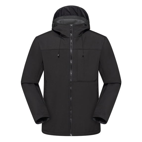 Ofreoo Men Solid Color Outdoors Mountaineering Wearproof Warm Zipper Multi-pocketCoat Long Sleeve Jacket Mens Waterproof Jacket Great Gifts for Less