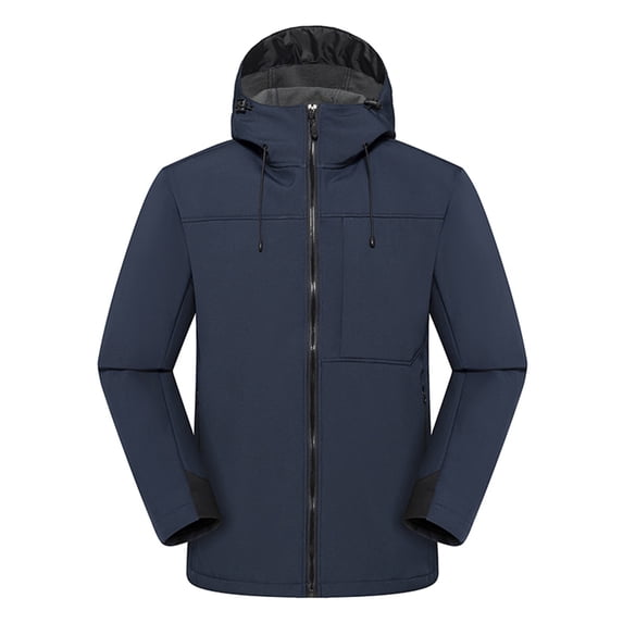Ofreoo Men Solid Color Outdoors Mountaineering Wearproof Warm Zipper Multi-pocketCoat Long Sleeve Jacket Mens Waterproof Jacket Great Gifts for Less