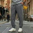 thumbnail image 1 of Ofreoo Men's Casual Pants – Straight Fit, Solid Color, Drawstring Waist Beach Vacation Clothes for Men Dark Gray S, 1 of 5
