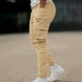 thumbnail image 1 of Ofreoo Men's Drawstring Pants – Casual, Solid Color, Zipper Pocket, Elastic Waist Summer Deals Khaki M, 1 of 6
