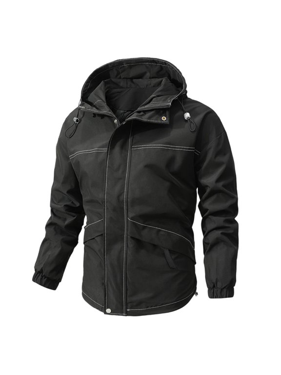 Men's Fashion Casual Jacket Solid Color Outdoor Hardshell Jacket Long Sleeve Hooded Casual Coat/jacket on Clearance