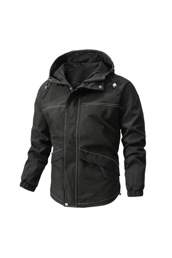 Men's Fashion Casual Jacket Solid Color Outdoor Hardshell Jacket Long Sleeve Hooded Casual Coat/jacket on Clearance