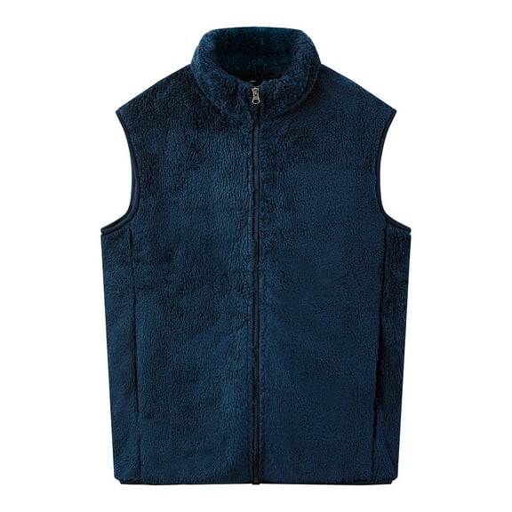 Ofreoo Men's Hooded Winter Cotton-padded Jacket Thickened Thermal Jacket Outdoor Zipper Lamb Fleece Jacket Fishing Vests for Men Christmas Gift