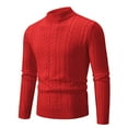 thumbnail image 1 of Ofreoo Men's Knitwear Mock Turtleneck Vintage Round Neck Solid Color Elastic Pullover Fleecing Texture Trend Sweater Coat Mens Lightweight Jackets Great Gifts for Less, 1 of 2