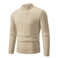 thumbnail image 1 of Ofreoo Men's Knitwear Mock Turtleneck Vintage Round Neck Solid Color Elastic Pullover Fleecing Texture Trend Sweater Coat Mens Lightweight Jackets Great Gifts for Less, 1 of 2