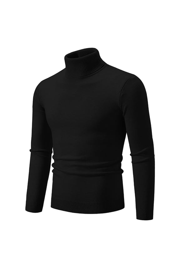 Men's Knitwear Turtleneck Vintage Round Neck Solid Color Elastic Pullover FleecingTrend Sweater Coat Winter Jackets for Men Holiday Gift Finder