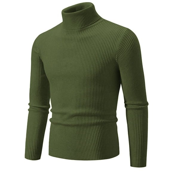 Ofreoo Men's Knitwear Turtleneck Vintage Round Neck Solid Color Elastic Pullover FleecingTrend Sweater Coat Winter Jackets for Men Holiday Gift Finder