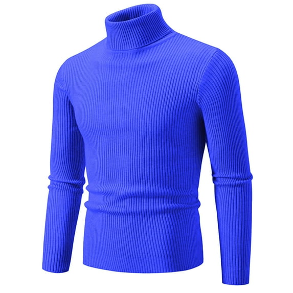Ofreoo Men's Knitwear Turtleneck Vintage Round Neck Solid Color Elastic Pullover FleecingTrend Sweater Coat Winter Jackets for Men Holiday Gift Finder