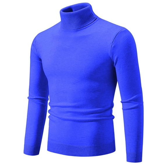 Ofreoo Men's Knitwear Turtleneck Vintage Round Neck Solid Color Elastic Pullover FleecingTrend Sweater Coat Winter Jackets for Men Holiday Gift Finder