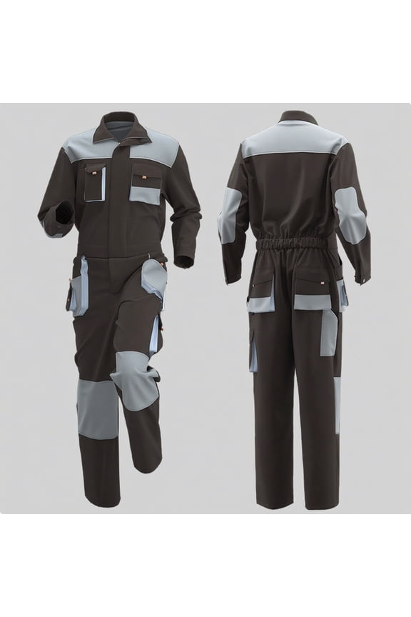 Men's Multi-Pocket Work Pants for Carpentry, Repair, Color Blocked Design Sales Brown XXXXL