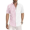 thumbnail image 1 of Ofreoo Men's Shirt Digital Non Positioning Striped Printed Short Sleeved Lapel Shirt Hawaiian Beach Regular Casual Shirt Top Blouse Men’s Classic Fit, 1 of 5