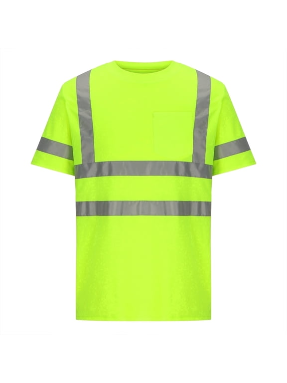 Men's Single Pocket Reflective Strip Round Neck Short Sleeved Breathable Casual Loose Top Popular products in Apparel internationally