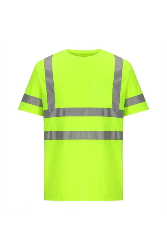 Men's Single Pocket Reflective Strip Round Neck Short Sleeved Breathable Casual Loose Top Popular products in Apparel internationally