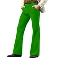 thumbnail image 1 of Ofreoo Men's Solid Color Flared Pants - Casual, Button Closure, Side Pockets Summer Deals Green XXL, 1 of 2