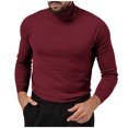 thumbnail image 1 of Ofreoo Men's Solid Color High Stretch High Neck Knit Hoodie Long Sleeve Top Long Sleeve High Neck Top/shirt Essentials Hoodie Deal of the Week, 1 of 4