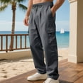 thumbnail image 1 of Ofreoo Men's Solid Color Workwear Pants - Casual, Drawstring Waist, Straight Leg, Side Pockets Early Access Deals Dark Gray M, 1 of 9