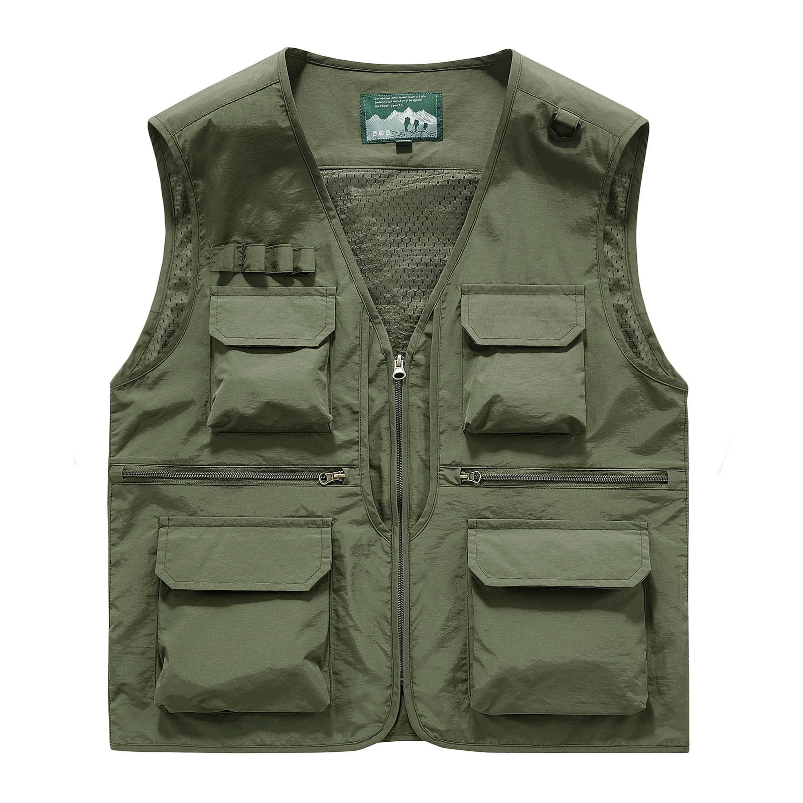 Ofreoo Men's Solid Fashion Zipper Multi Pocket V Neck Sleeveless Work Jacket Tank Tops Mens Vest Great Gifts for Less
