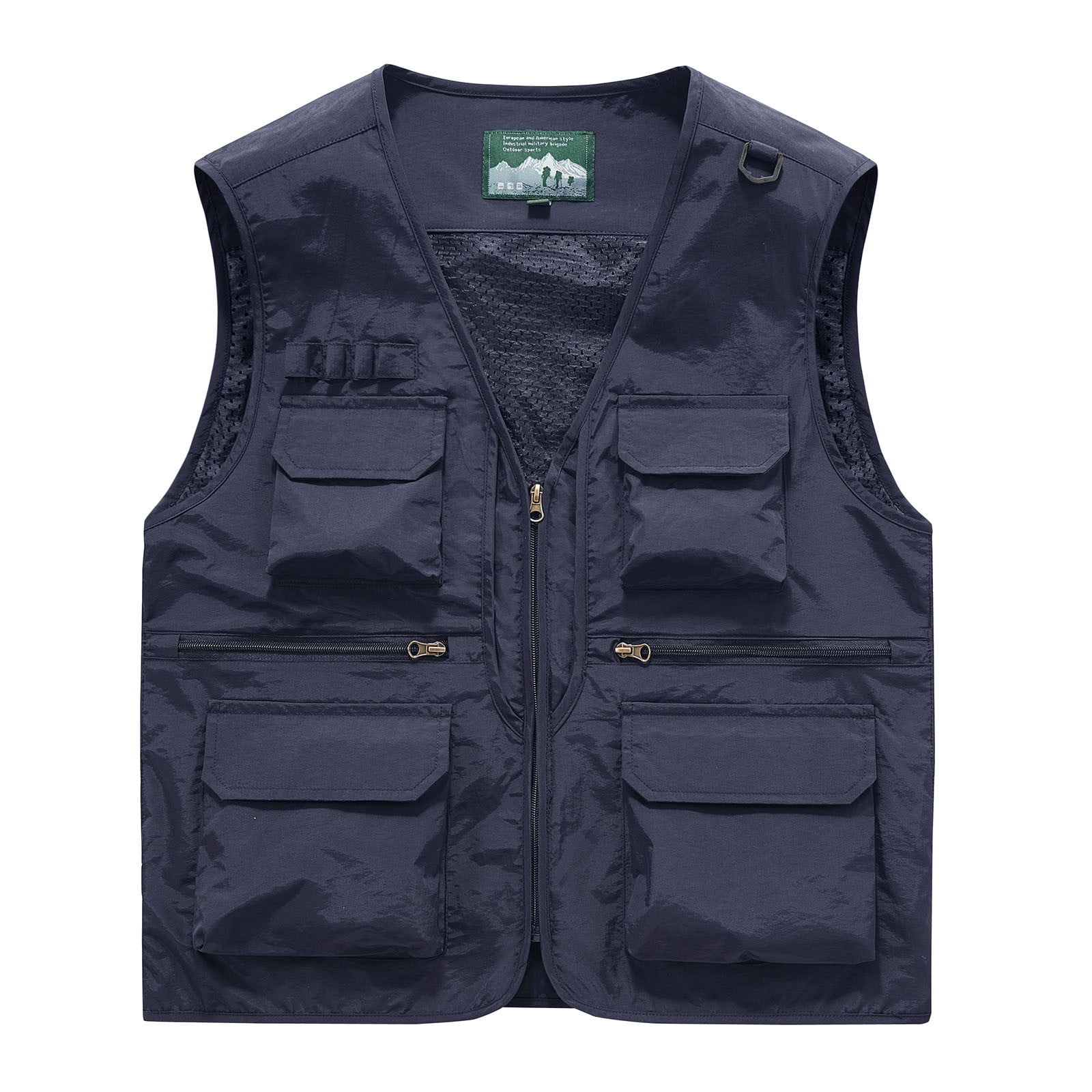 Ofreoo Men's Solid Fashion Zipper Multi Pocket V Neck Sleeveless Work Jacket Tank Tops Mens Vest Great Gifts for Less