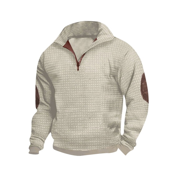 Ofreoo Men's Stand-Up Collar Loose Zip-Up Top Long Sleeve Stand-Up Collar Top/Shirt Essentials Hoodie Deal of the Week