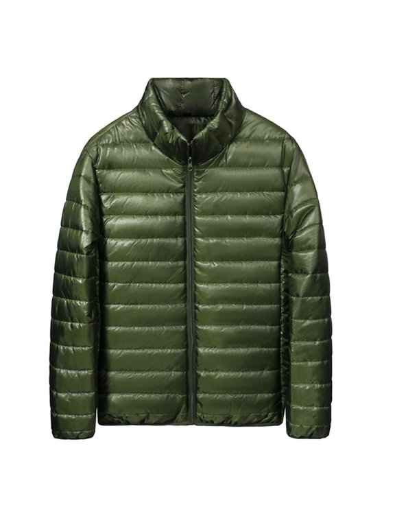 Men's Winter Down Jacket Zipper Cardigan Pocket Long Sleeve Padded Jacket Coat