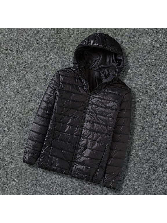 Men's Winter Hooded Down Jacket Zipper Cardigan Pocket Long Sleeve Padded Jacket Coat