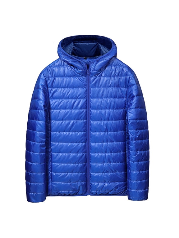 Men's Winter Hooded Down Jacket Zipper Cardigan Pocket Long Sleeve Padded Jacket Coat