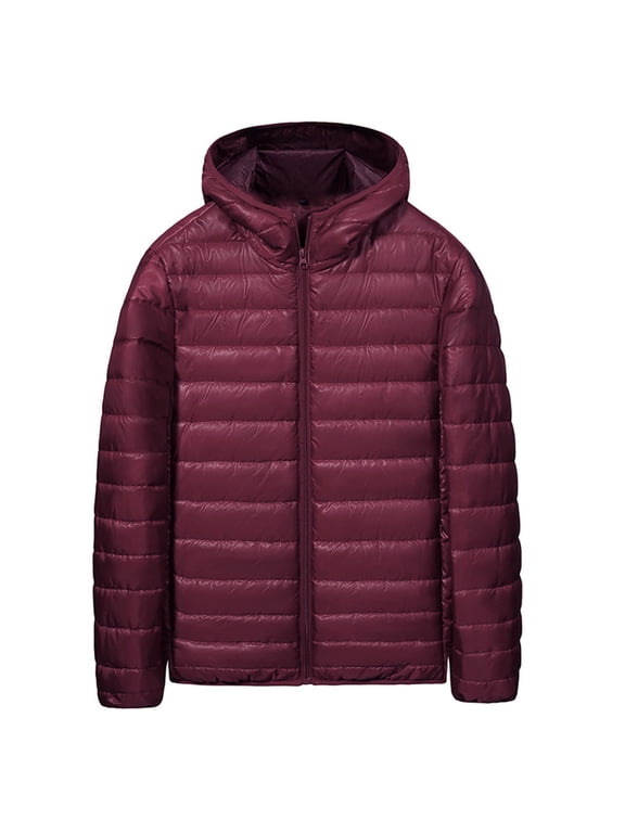Men's Winter Hooded Down Jacket Zipper Cardigan Pocket Long Sleeve Padded Jacket Coat