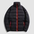 thumbnail image 1 of Ofreoo Men's Winter Solid Color Stand Collar Down Jacket Zipper Cardigan Pocket Long Sleeve Padded Jacket Coat, 1 of 3
