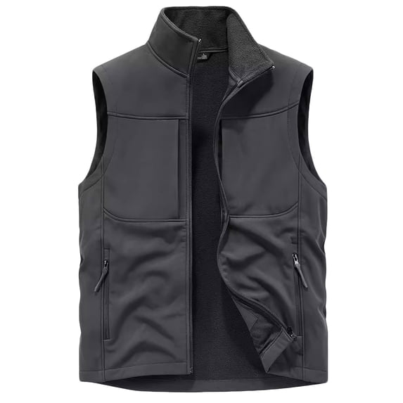 Ofreoo Men's Work Clothes Jacket Solid Color Stand Collar Multiple Pockets Outdoor Sports Photography Leisure CoatVest for Men Deal for Days Holiday Decor