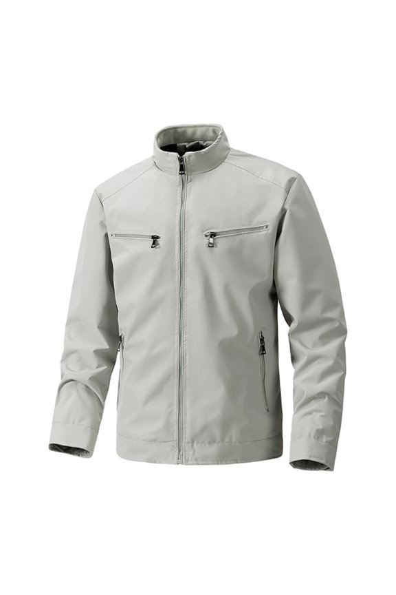 Men's Zipper Outdoor Leisure Jacket Long Sleeve Hoodless Leisure Jacket Christmas Clearance