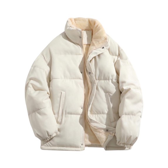 Ofreoo MenFashion Solid Color Stand CollarLong Sleeves Hoodless Zipper Casual Coat Christmas Gift