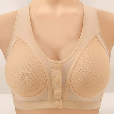 Ofreoo Sports Bras for Women Gathered Middle Button Breathable Underwear Daily Bra on Clearance
