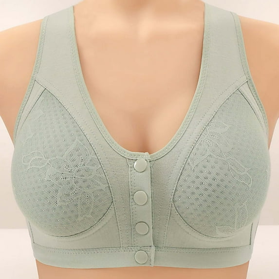 Ofreoo Sports Bras for Women Gathered Middle Button Breathable Underwear Daily Bra on Clearance