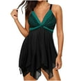 thumbnail image 1 of Ofreoo Swimsuit for Women One Piece Swimsuit Contrast Tape V Neck Swimdress on Clearance, 1 of 4