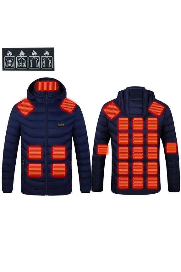 Unisex USB Heated Coat – Intelligent Constant Temperature, Windproof, Plus Size, Winter Gift for Women Blue XS